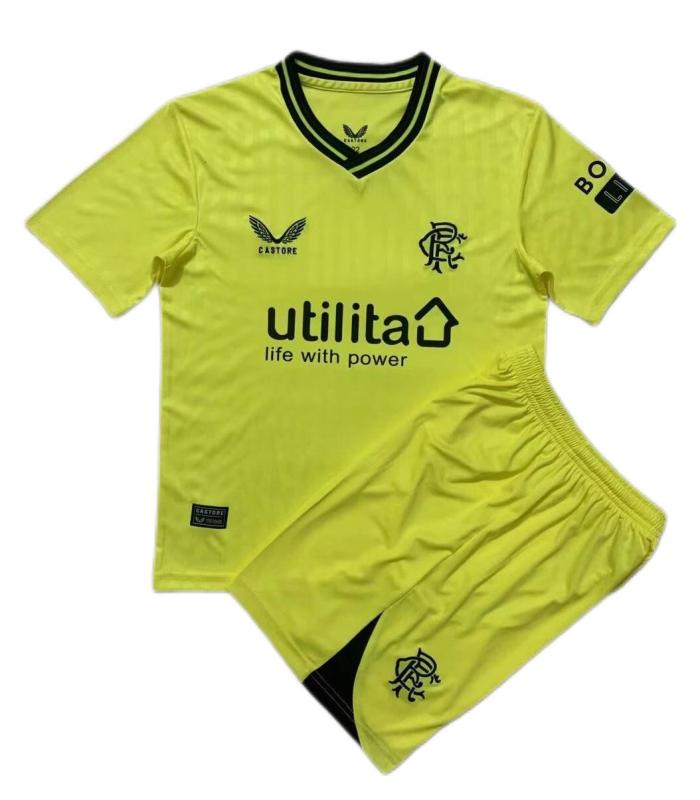 Kids-Rangers 23/24 GK Yellow Soccer Jersey