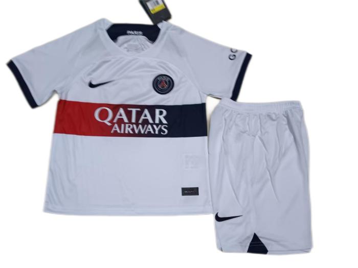 Kids-Paris St Germain 23/24 Away White Soccer Jersey