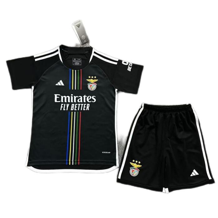 Kids-Benfica 23/24 Away Black Soccer Jersey
