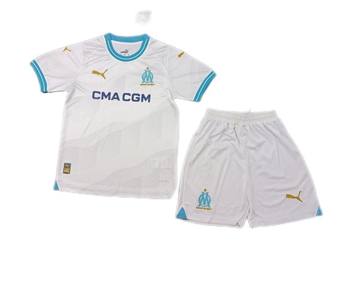 Kids-Marseilles 23/24 Home Soccer Jersey