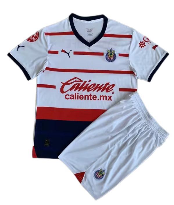 Kids-Chivas Guadalajara 23/24 Away White Soccer Jersey