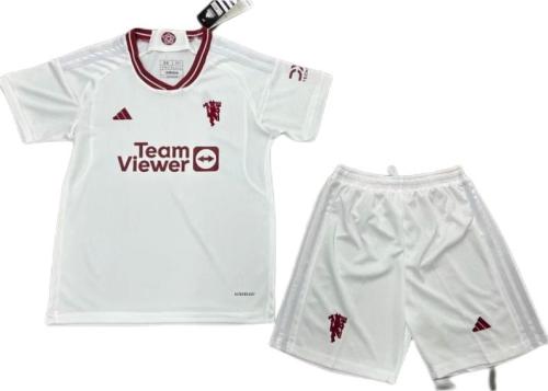 Kids-Manchester Utd 23/24 Third White Soccer Jersey