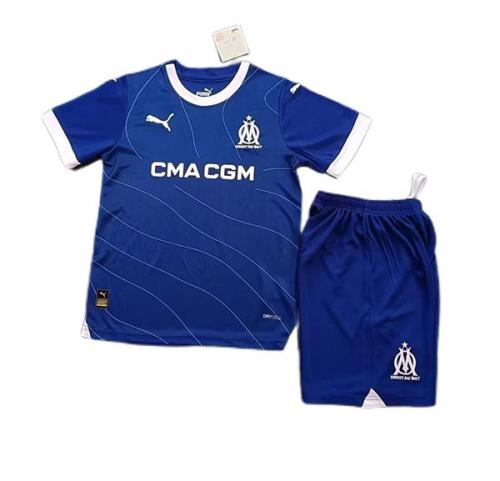 Kids-Marseilles 23/24 Away Dark Blue Soccer Jersey