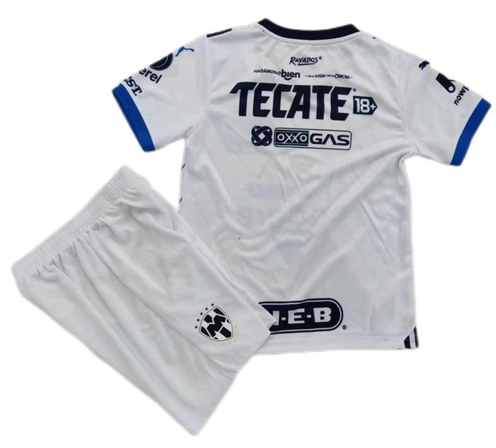 Kids-Monterrey 23/24 Away White Soccer Jersey
