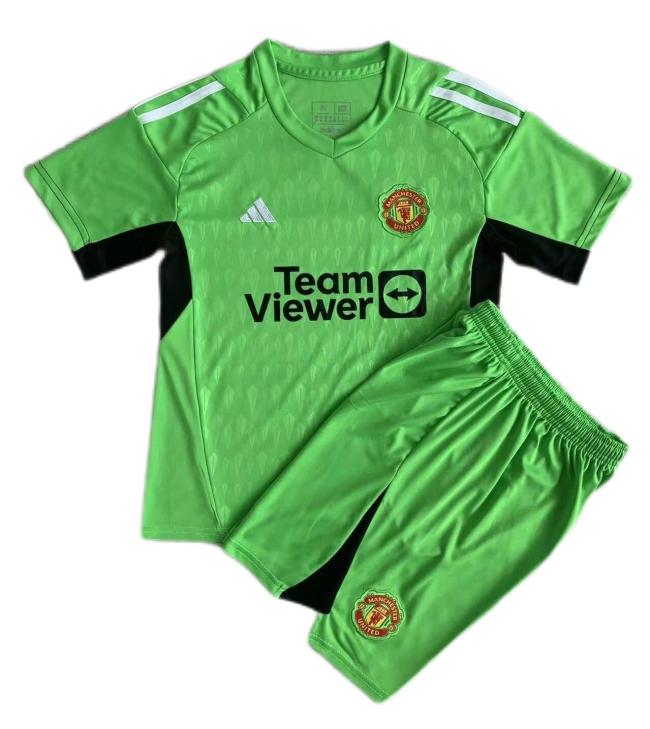 Kids-Manchester Utd 23/24 GK Green Soccer Jersey