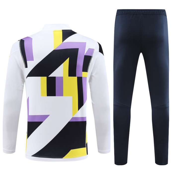 Kids Real Madrid 23/24 Tracksuit - White/Black/Purple