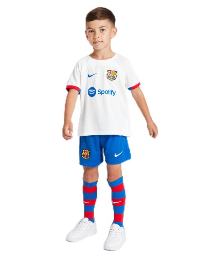 Kids-Barcelona 23/24 Away White Soccer Jersey