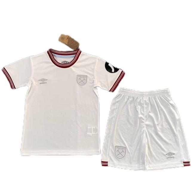 Kids-West Ham 23/24 Away White Soccer Jersey