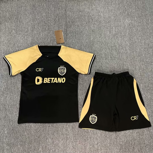 Kids-Sporting Lisbon 23/24 Third Black Soccer Jersey