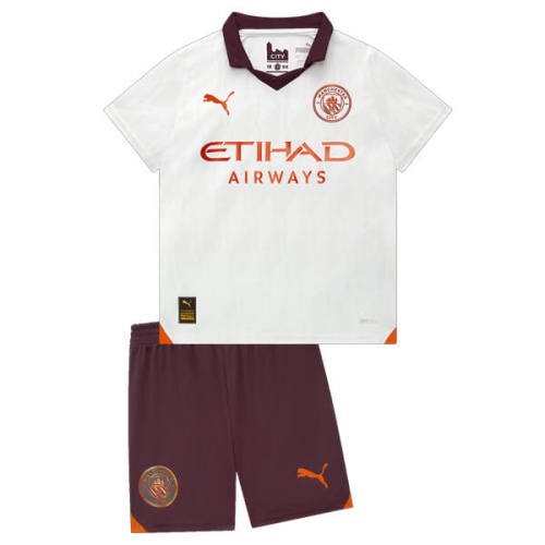 Kids-Manchester City 23/24 Away White Soccer Jersey