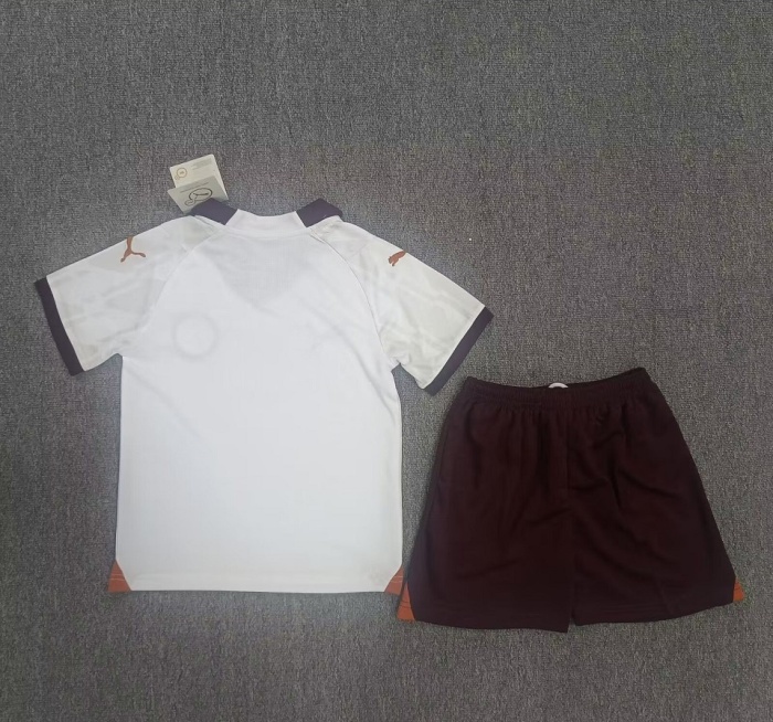 Kids-Manchester City 23/24 Away White Soccer Jersey