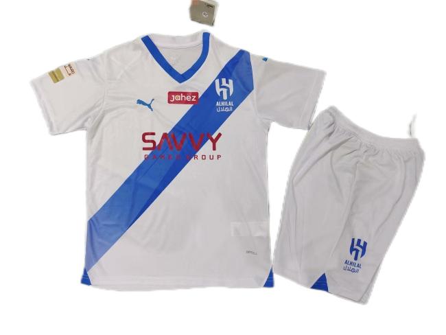 Kids-Al-Hilal 23/24 Away White Soccer Jersey