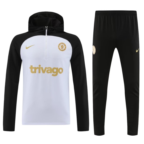 Chelsea 23/24 Hoodie Tracksuit - Black/White