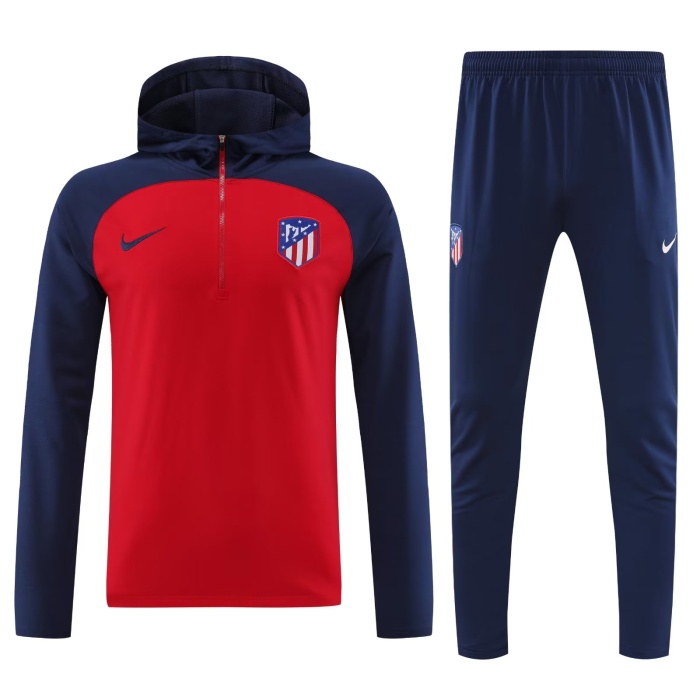Atletico Madrid 23/24 Hoodie Tracksuit - Red/Navy