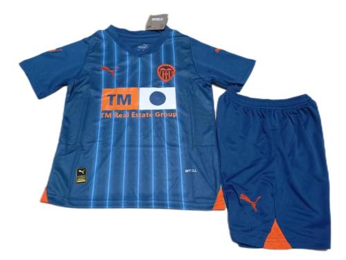 Kids-Valencia 23/24 Away Dark Blue Soccer Jersey