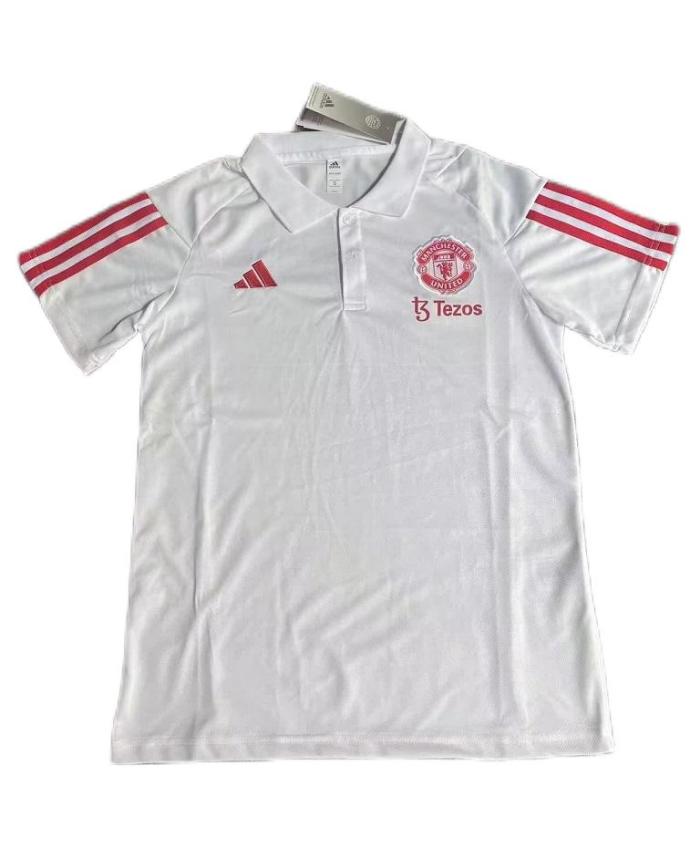 Manchester Utd 23/24 White Polo Shirts