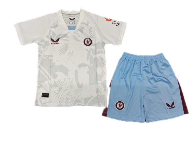 Kids-Aston Villa 23/24 Away White Soccer Jersey