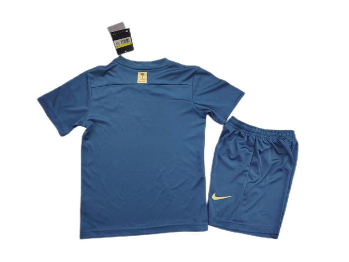 Kids-Al-Nassr 23/24 Away Dark Blue Soccer Jersey