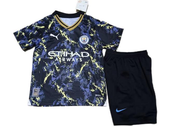 Kids-Manchester City 23/24 Special Navy/Yellow Soccer Jersey