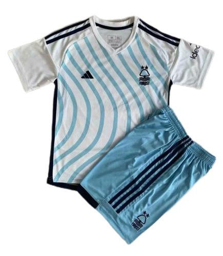 Kids-Nottingham Forest 23/24 Away White/Blue Soccer Jersey