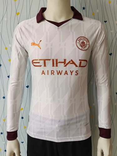 Manchester City 23/24 Away White Long Jersey(Player)