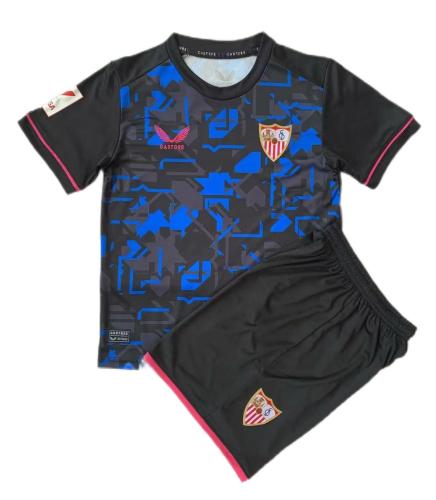 Kids-Sevilla 23/24 Third Dark Blue Soccer Jersey