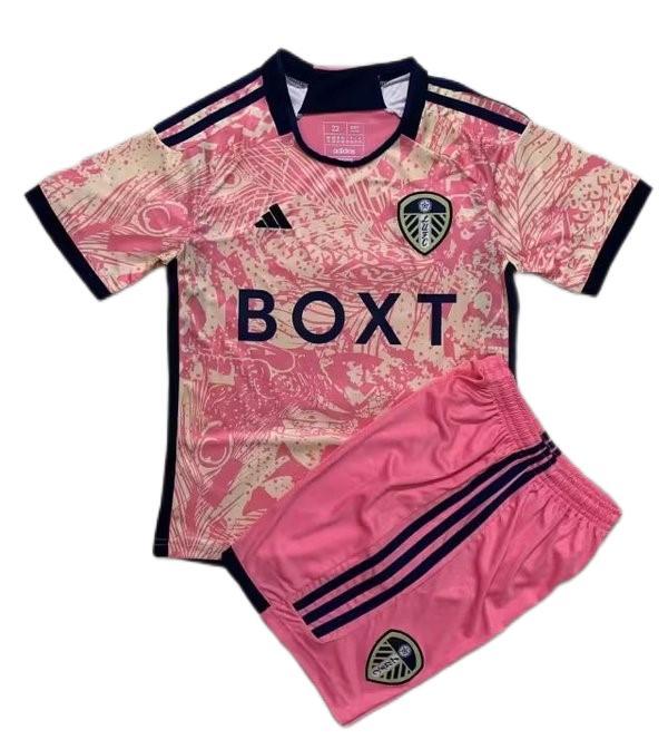 Kids-Leeds United 23/24 Third Pink Soccer Jersey