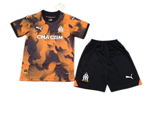 Kids-Marseilles 23/24 Third Black/Orange Soccer Jersey