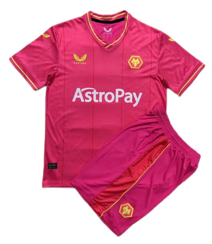 Kids-Wolves 23/24 GK Pink Soccer Jersey