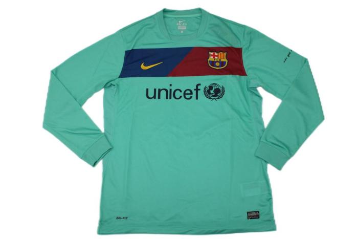 Barcelona 10/11 Away Green Long Soccer Jersey