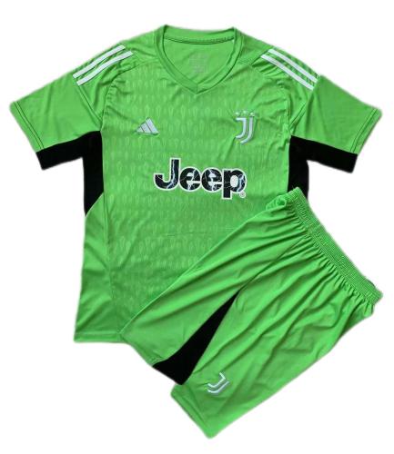 Kids-Juventus 23/24 GK Green Soccer Jersey