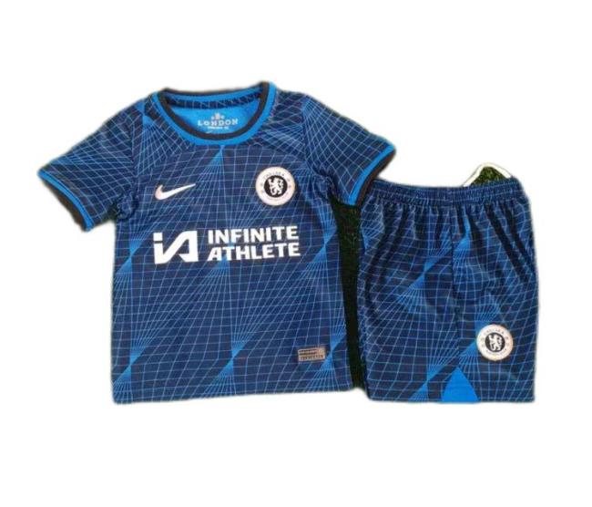 Kids-Chelsea 23/24 Away Dark Blue Sponsor Soccer Jersey