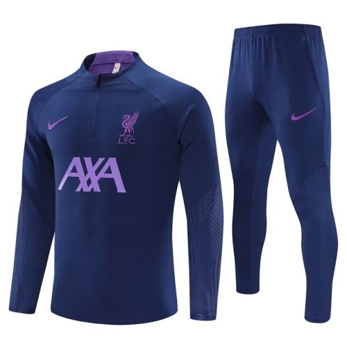 Kids Liverpool 23/24 Tracksuit - Navy Blue/Purple