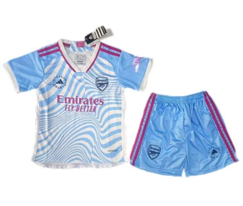 Kids-Arsenal 23/24 Female Away White/Blue Soccer Jersey