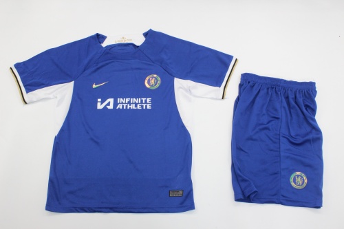 Kids-Chelsea 23/24 Home Sponsor Soccer Jersey