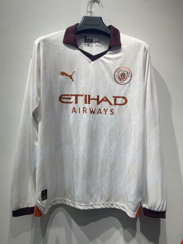 Manchester City 23/24 Away White Long Jersey