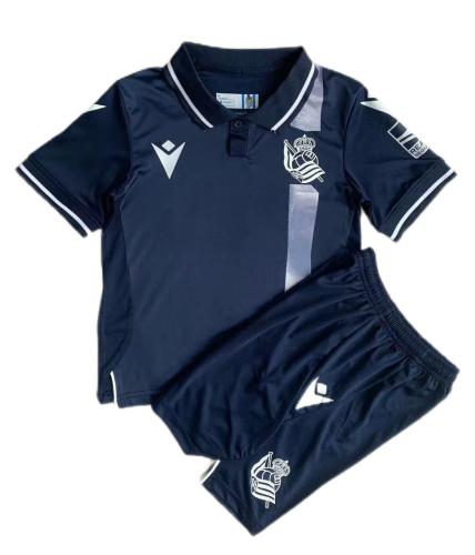 Kids-Real Sociedad 23/24 Away Dark Blue Soccer Jersey