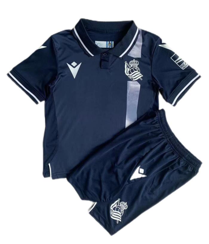 Kids-Real Sociedad 23/24 Away Dark Blue Soccer Jersey