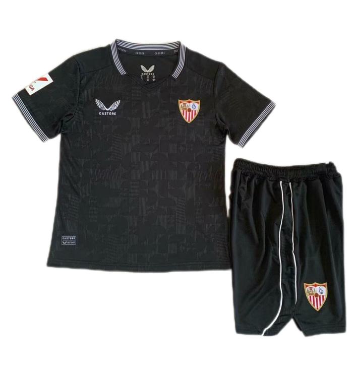 Kids-Sevilla 23/24 GK Black Soccer Jersey