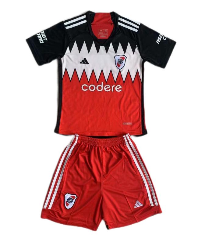 Kids-River Plate 23/24 Away Black/White/Red Soccer Jersey