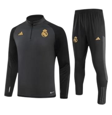Kids Real Madrid 23/24 Tracksuit - Grey/Black