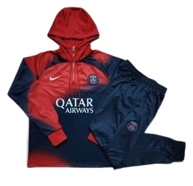 Paris St Germain 23/24 Hoodie Tracksuit-Red/Navy