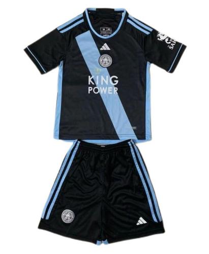 Kids-Leicester City 23/24 Away Black/Blue Soccer Jersey