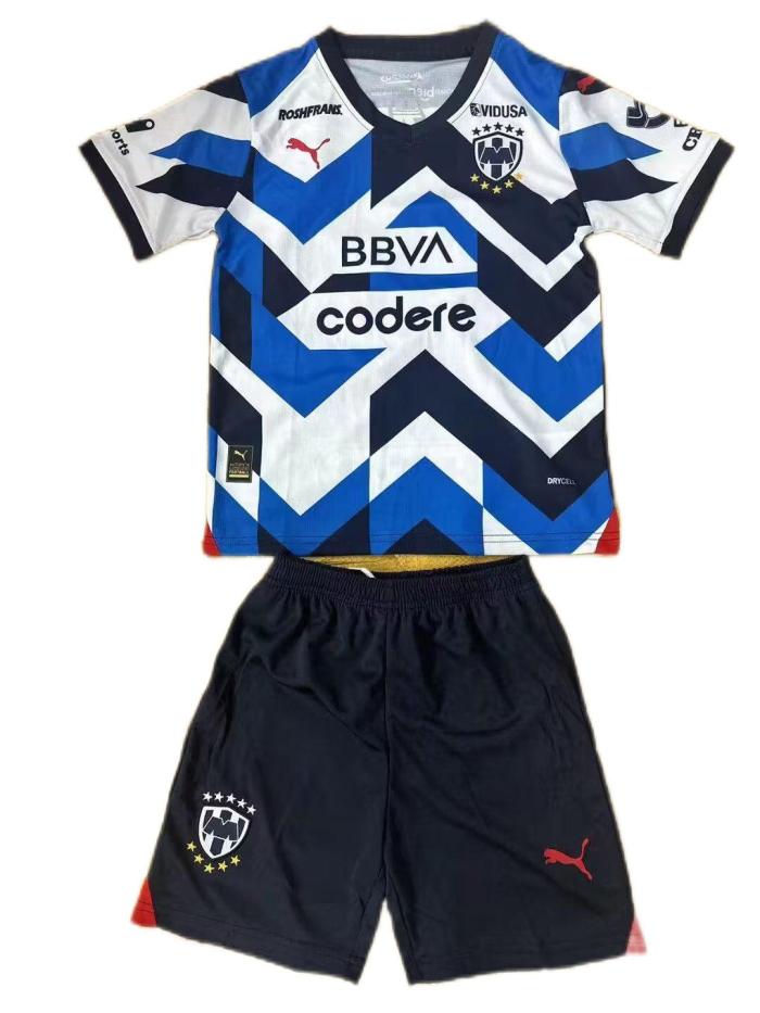 Kids-Monterrey 23/24 Third White/Dark Blue Soccer Jersey