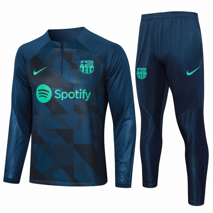 Barcelona 23/24 Tracksuit - Navy Blue/Green