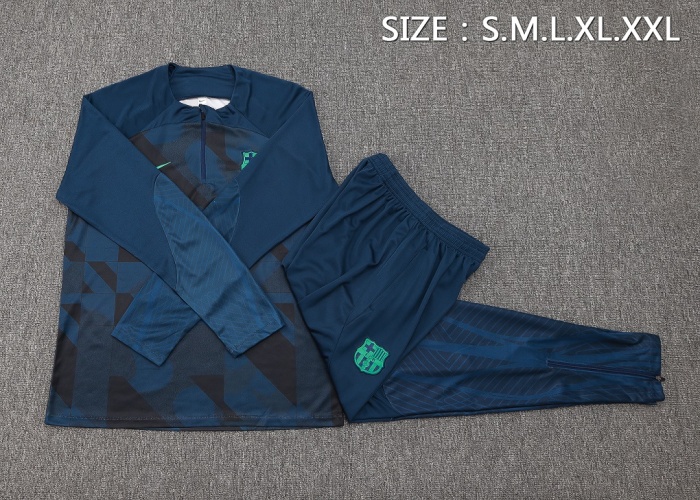 Barcelona 23/24 Tracksuit - Navy Blue/Green