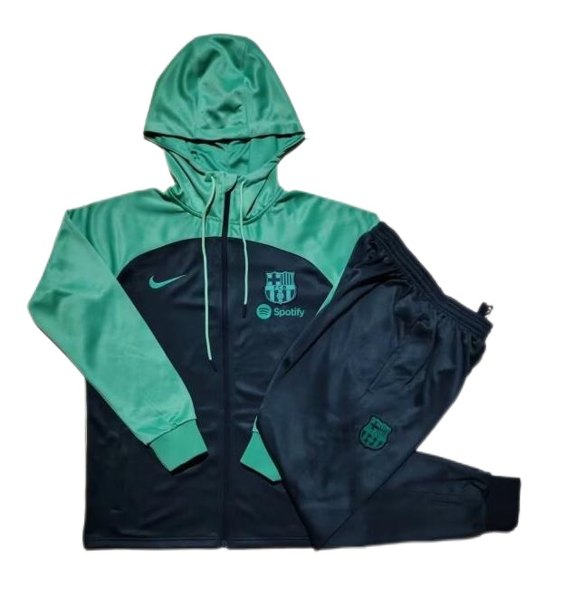 Barcelona 23/24 Hoodie Tracksuit - Green/Navy Blue