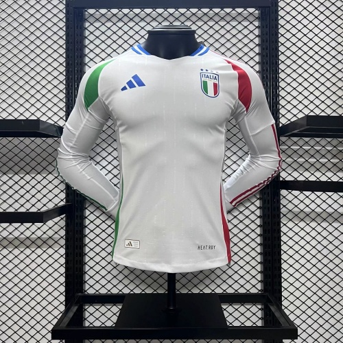Italy 2024 Away White Long Soccer Jersey(Player)