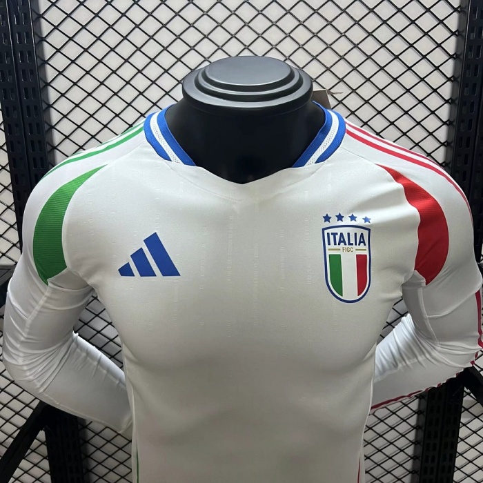 Italy 2024 Away White Long Soccer Jersey(Player)