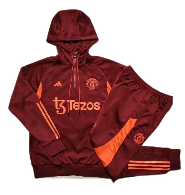 Manchester Utd 23/24 Hoodie Tracksuit - Dark Red